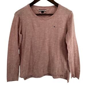 Tommy Hilfiger Cotton Sweater Medium Pink Lightweight Pastel Soft Girl Cozycore
